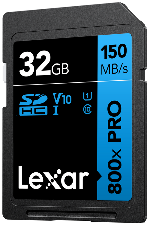 SDHC 800x Pro UHS-I cards, C10 (V10) U1, R150, 32GB