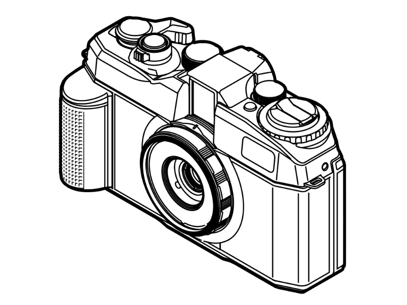Pentax 17 half-frame camera drawing on a white background.