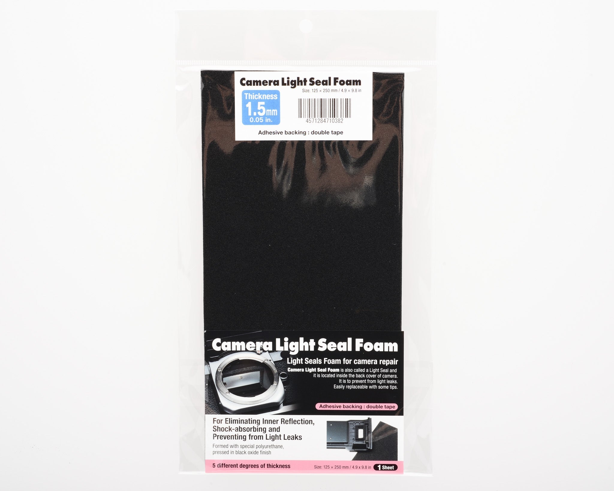 A 1.5mm thick camera light seal foam package on a white background.