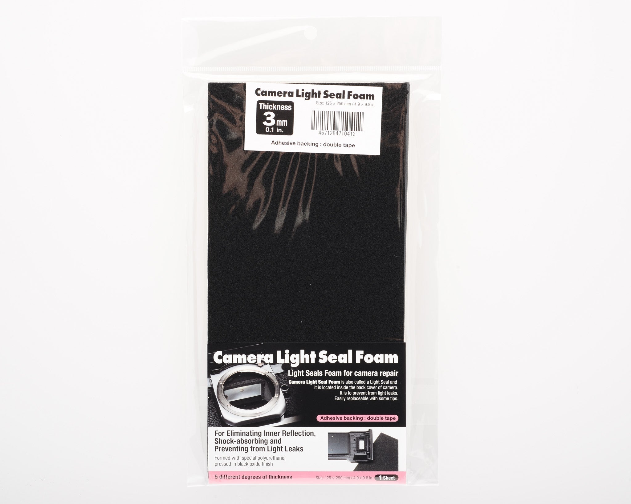 A 3mm thick camera light seal foam package on a white background.