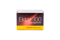 A Kodak Ektar 100 film in a package on a white background. For 35mm film format cameras.